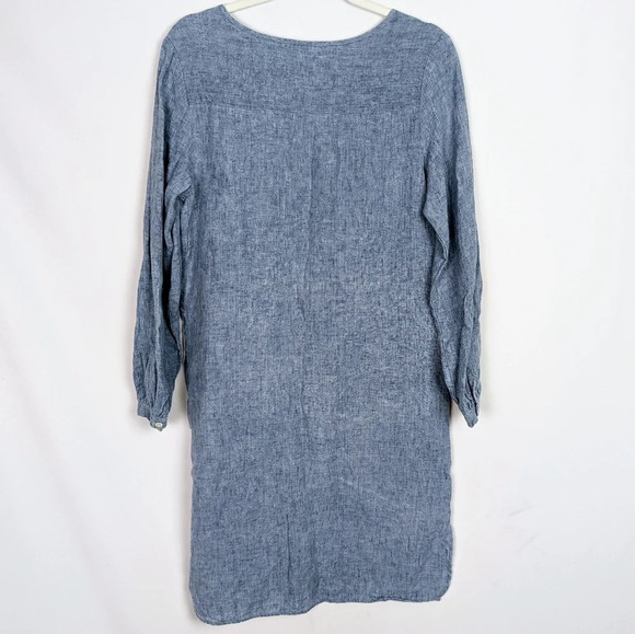 Studio 412 S Linen Henley Long Sleeve Shift Button Front Shift Dress Lagenlook - Picture 2 of 10